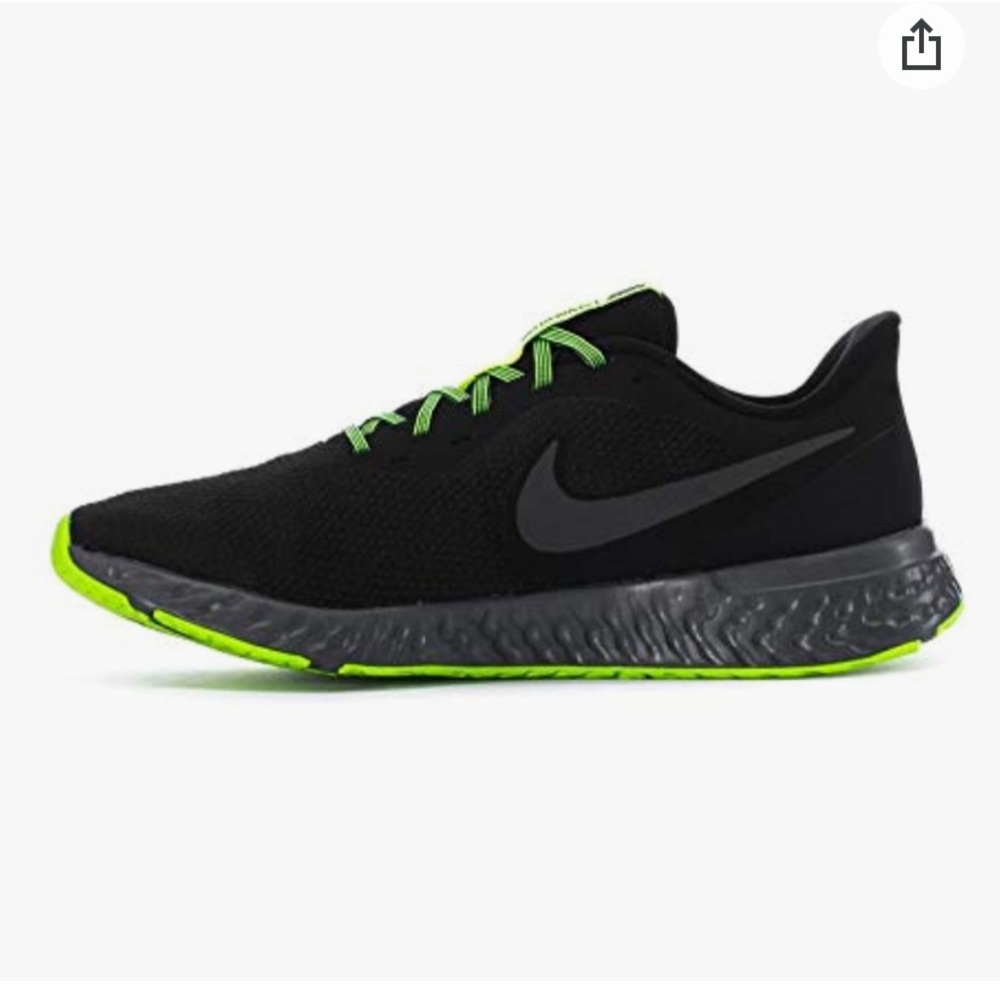 Nike Men's Revolution-5 Black/Iron Grey/Volt Running Gym Sneakers